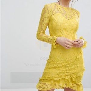 ASOS Bodycon Yellow Lace Dress